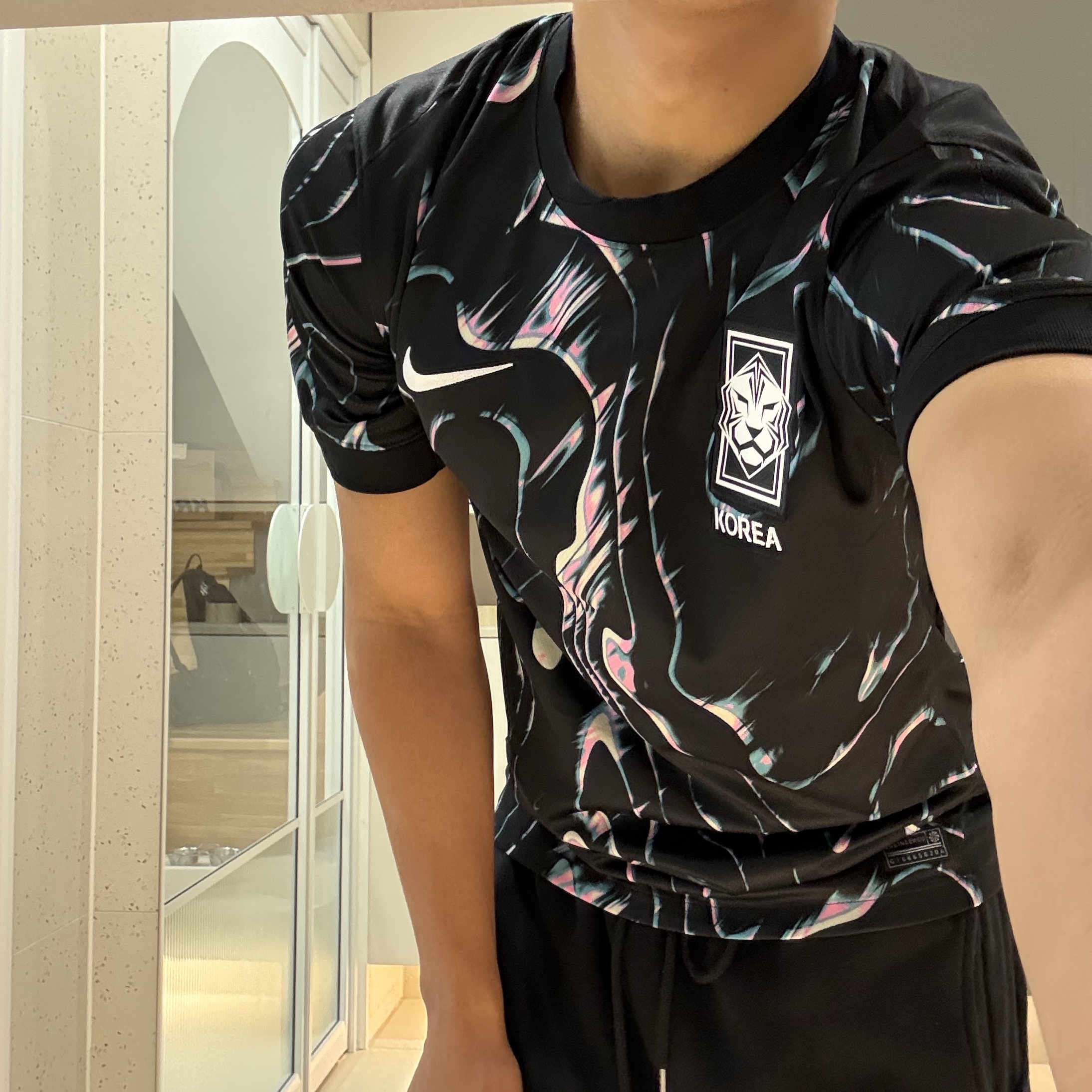 Nike Korea 2023/24 Dri-Fit Stadium Away Replica Jersey Black Pink Glow - Asia (Non Marking Ver.) 착용 스타일 - 2
