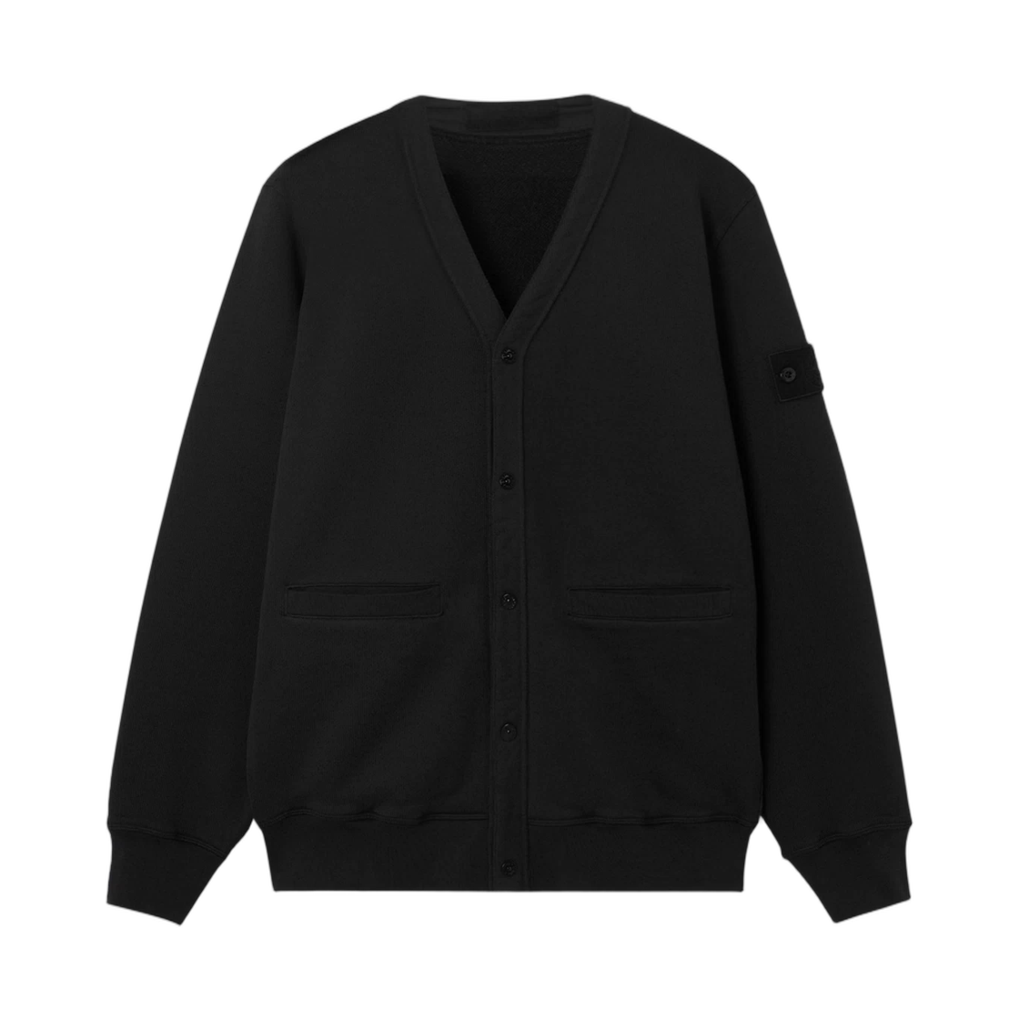 L1S1561000-27S0F42-V0029 Stone Island 6100027 Heavy Organic Cotton Fleece_S.I. Ghost Regular-Fit Cardigan Sweatshirt with Pockets Black - 26SS