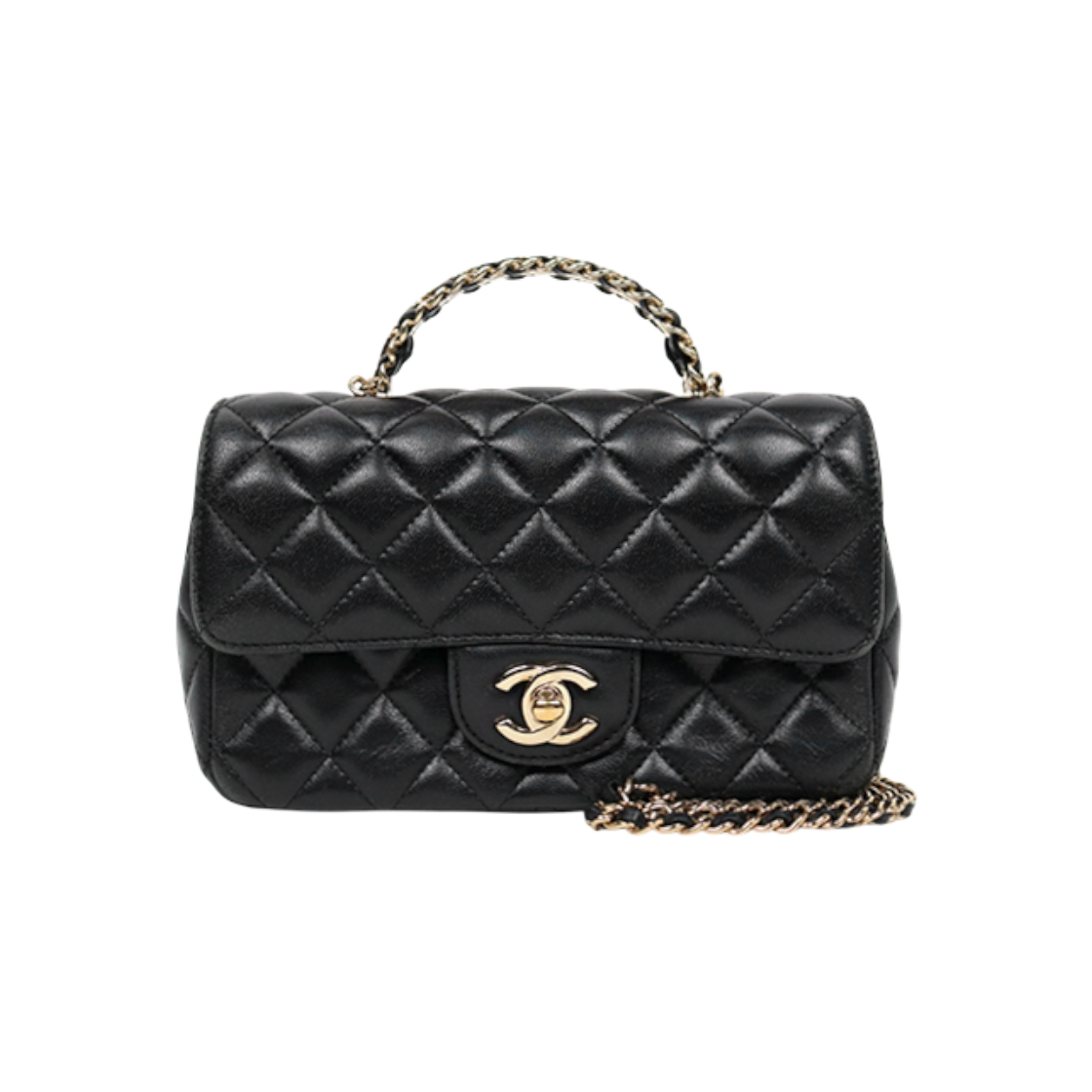 샤넬 블랙 램스킨 탑 핸들 뉴미니 크로스백 D-A55822(Chanel Black Lambskin Top Handle New Mini Crossbody Bag D-A55822) - 1