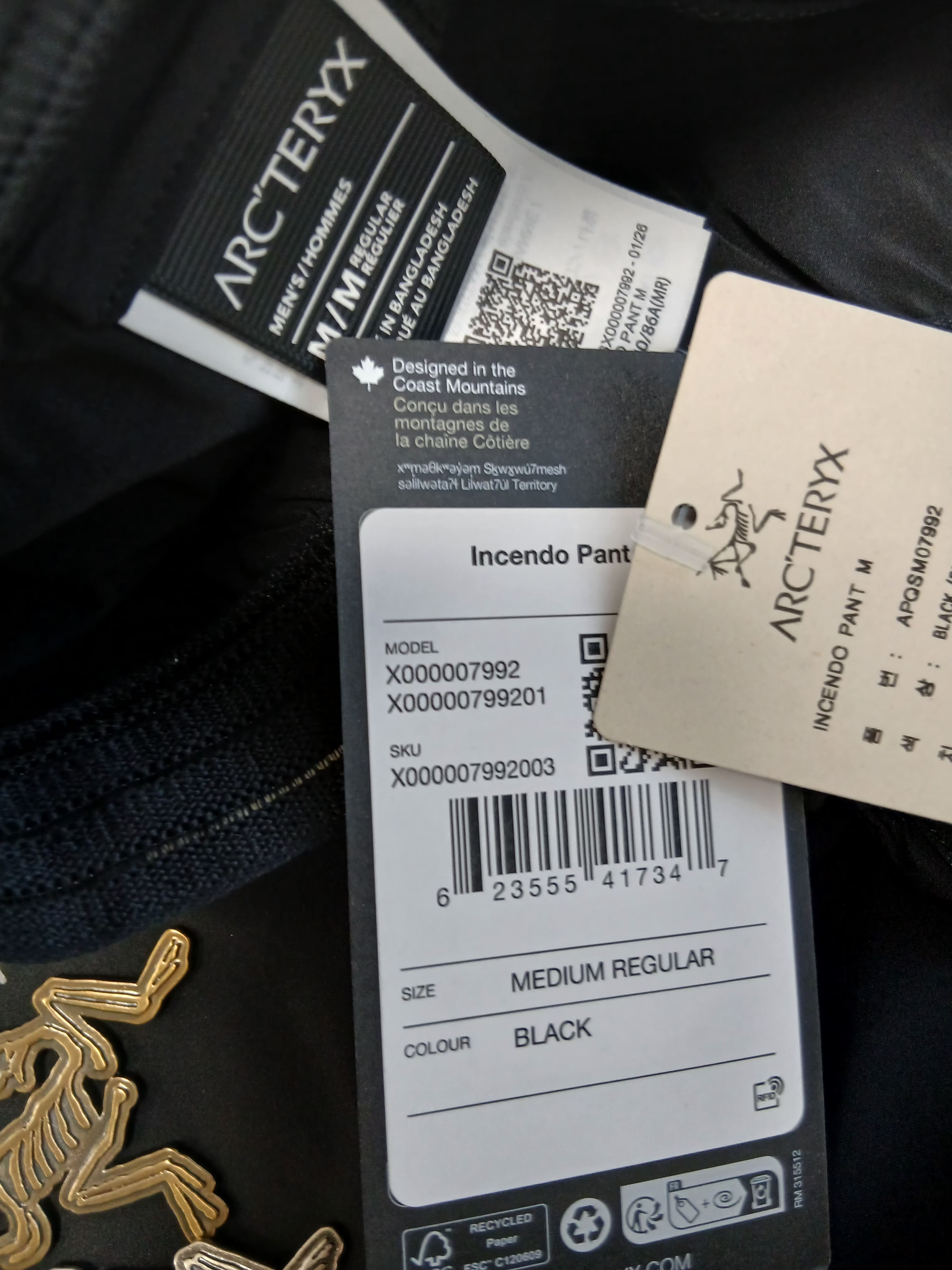 Arc'teryx Keyring Metal, Arc'teryx Incendo Pants Black 착용 스타일 - 2