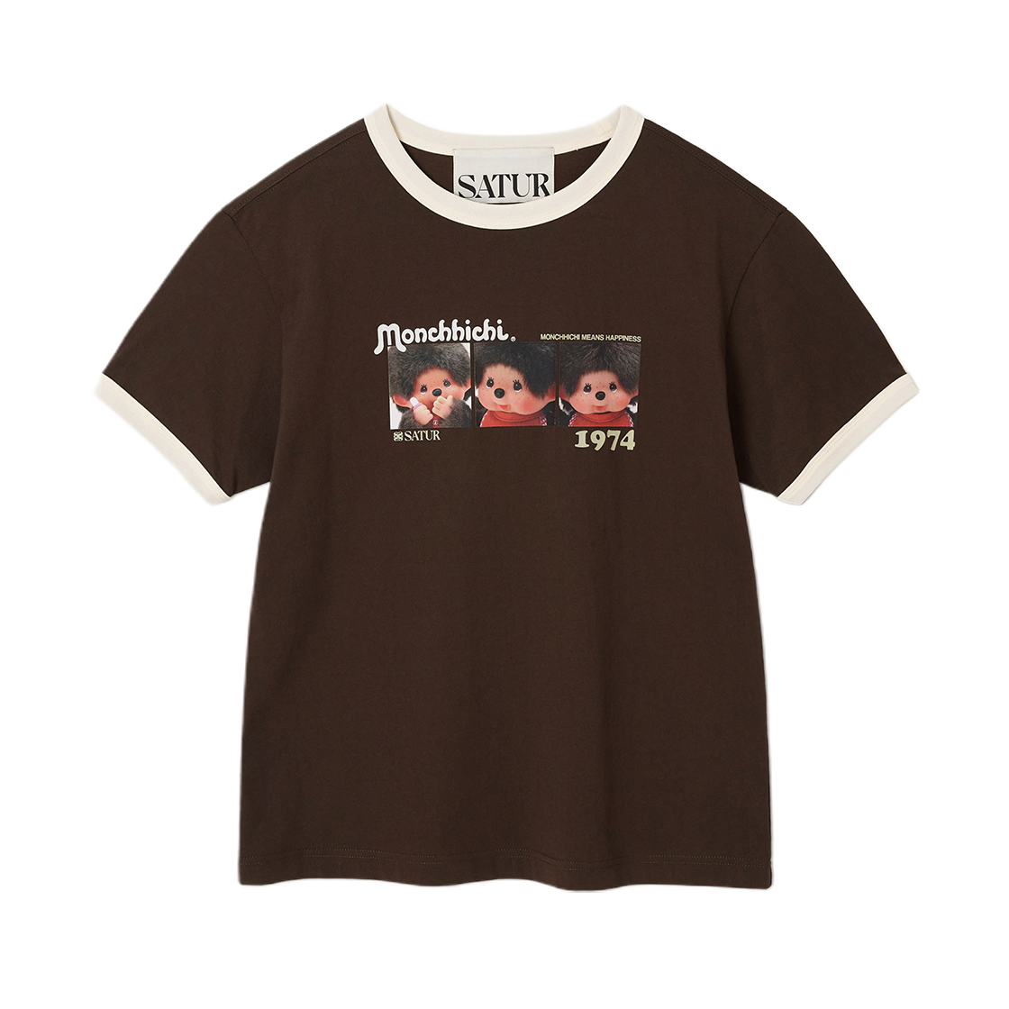 세터 x 몬치치 링거 반팔 티셔츠 브라운(SATUR x Monchhichi Ringer T-Shirt Brown)