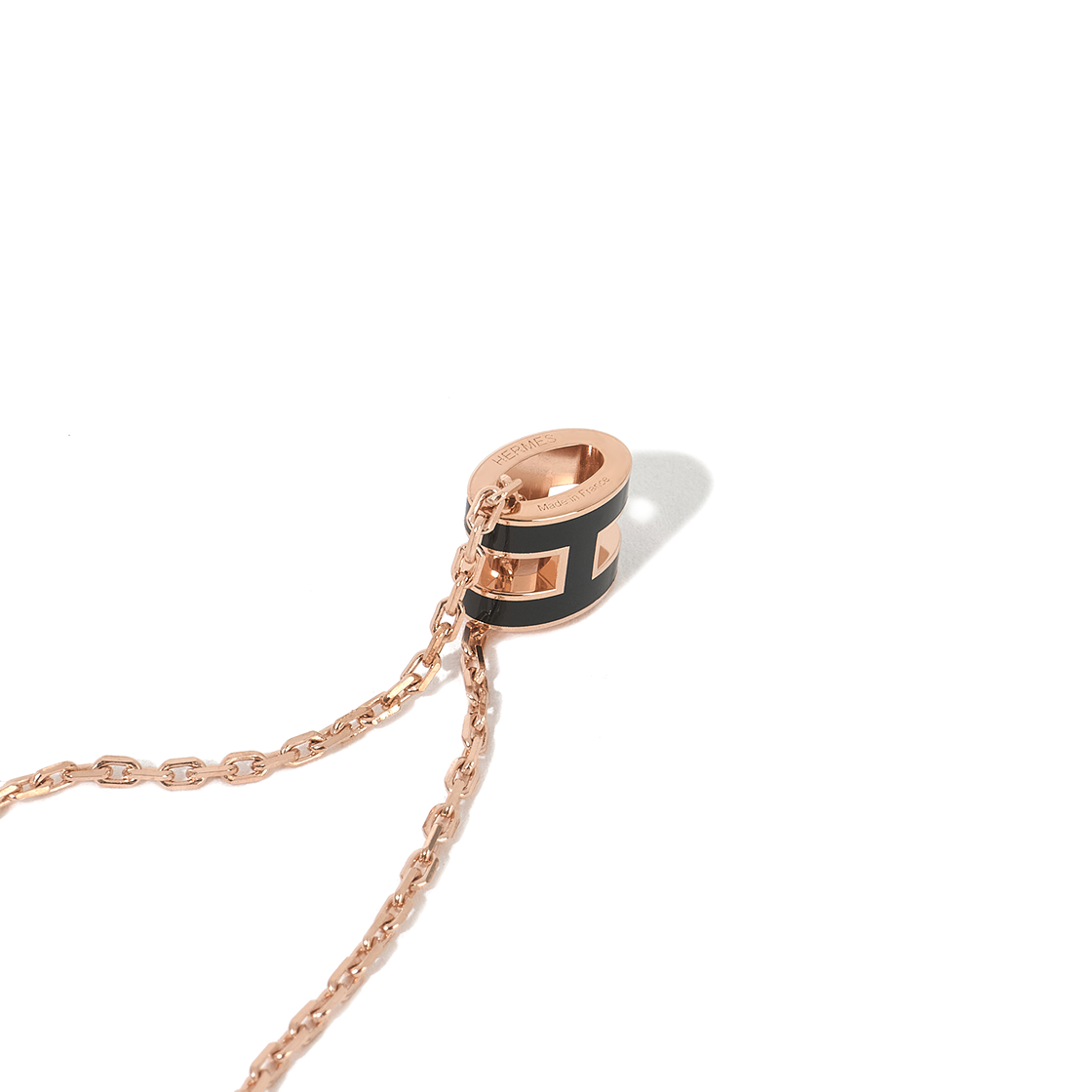 (W) 에르메스 미니 팝아슈 펜던트 로즈 골드 하드웨어 & 누아((W) Hermes Mini Pop H Pendant Rose Gold & Noir) - 3
