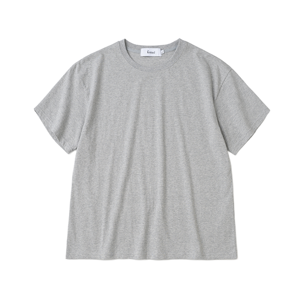 니티드 코튼 크롭 티셔츠 그레이
