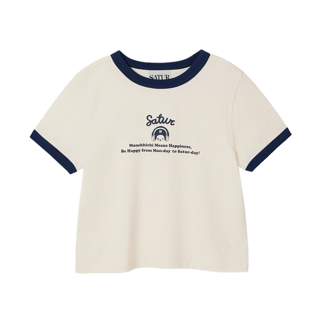 세터 x 몬치치 우먼 링거 반팔 티셔츠 크림(SATUR x Monchhichi W Ringer T-Shirt Cream)