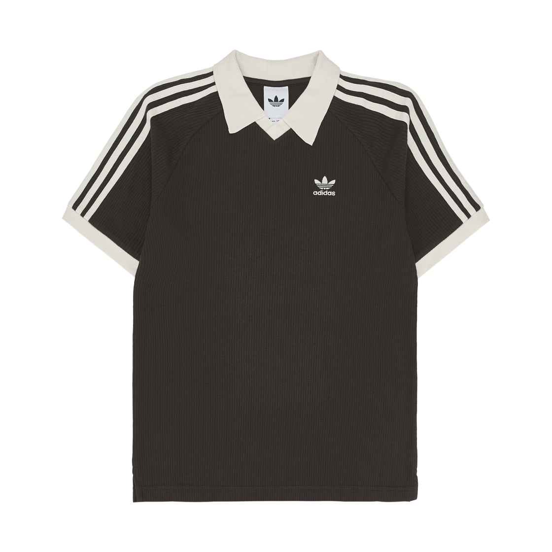아디다스 와플 숏슬리브 폴로 셔츠 다크 브라운 - KR 사이즈(Adidas Waffle Short Sleeve Polo Shirt Dark Brown - KR Sizing)