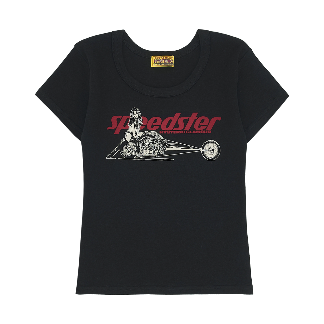 (W) 히스테릭 글래머 스피드스터 치비 티셔츠 블랙((W) Hysteric Glamour Speedster Chibi T-Shirt Black)