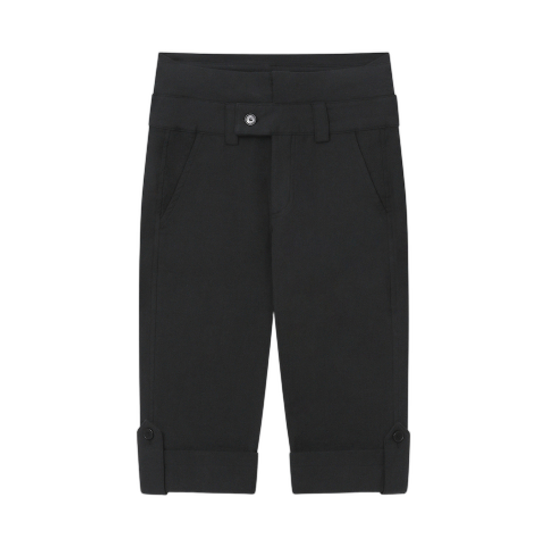 (W) 미세키서울 롤드 버튼 카프리 팬츠 블랙((W) Miseki Seoul Rolled Button Capri Pants Black) - 1