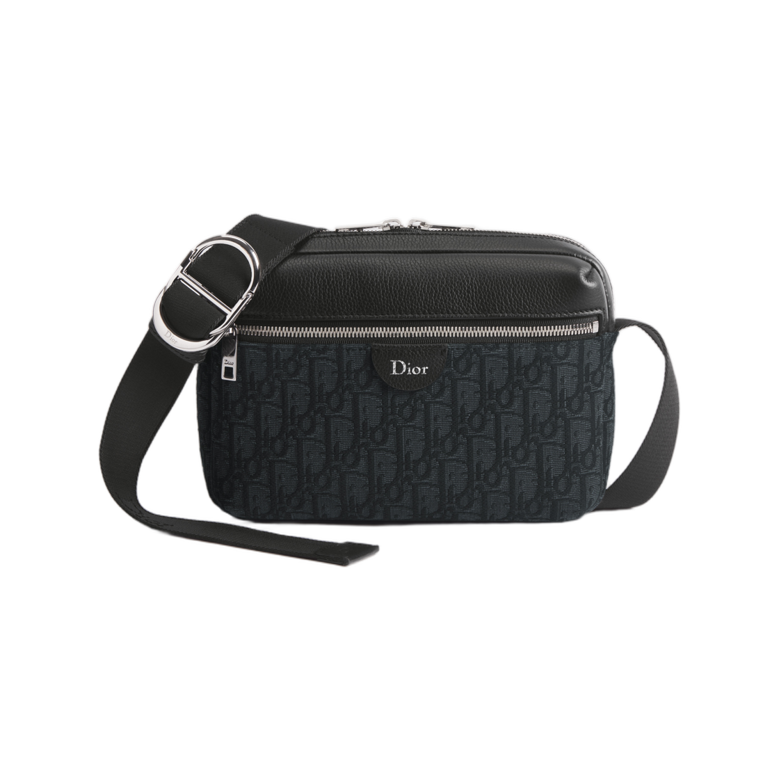 1DBPO488YUS-H03E Dior Rider Zip Strap Bag Dior Oblique Jacquard And Grained Calfskin Black