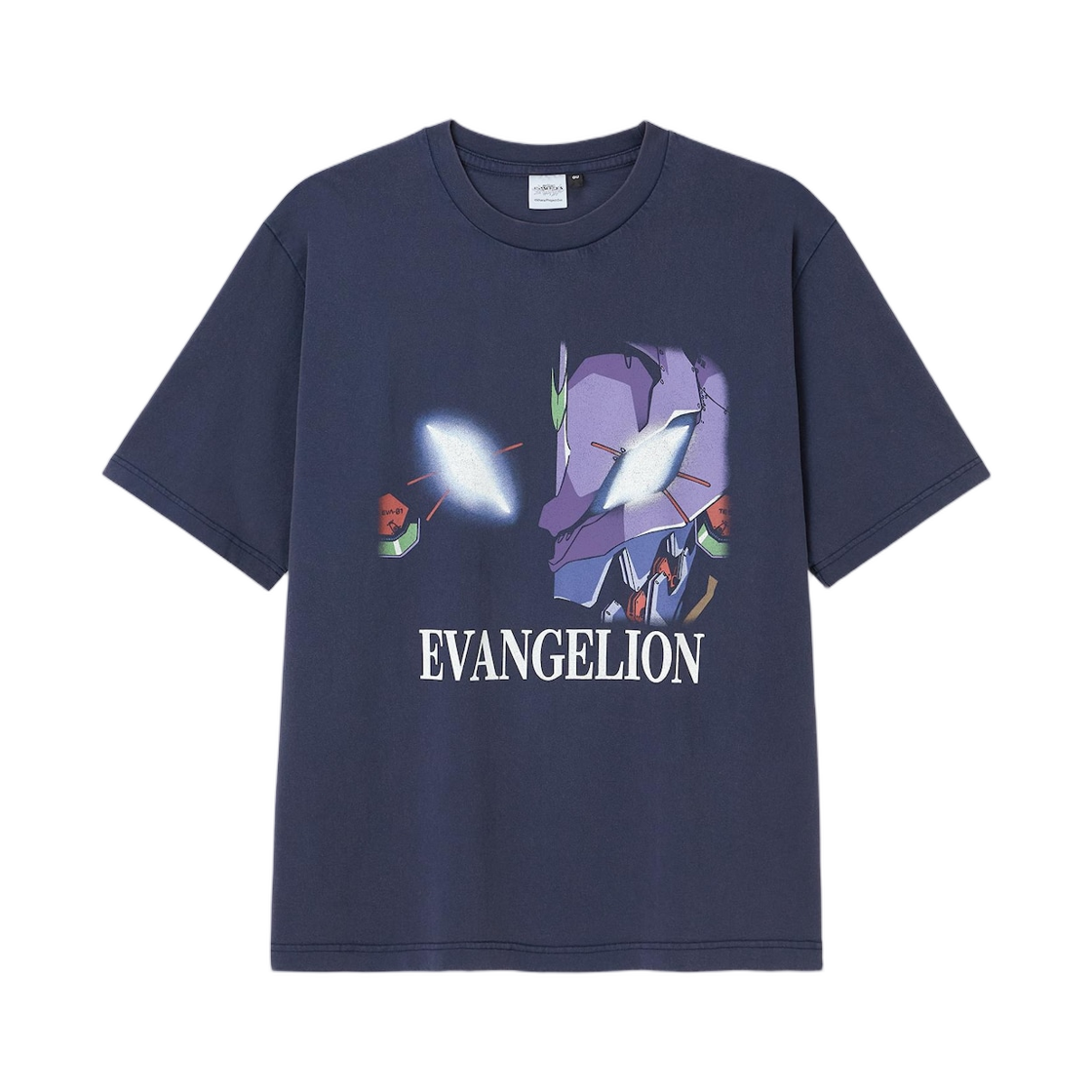 GU x 에반게리온 워시드 그래픽 티셔츠 네이비(GU x Evangelion Washed Graphic T-Shirt Navy)