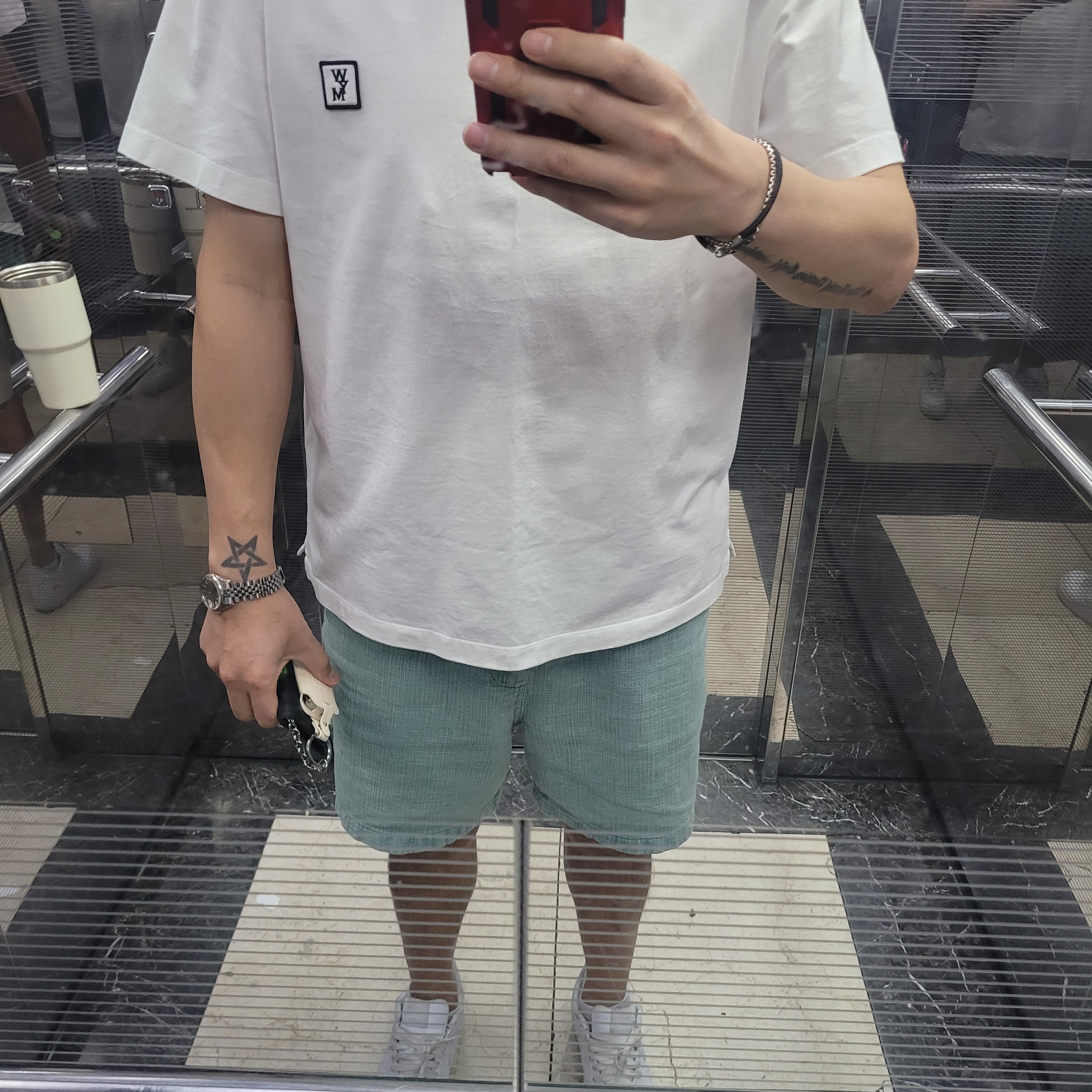 Wooyoungmi Cotton Back Logo T-Shirt White - 25SS 착용 스타일