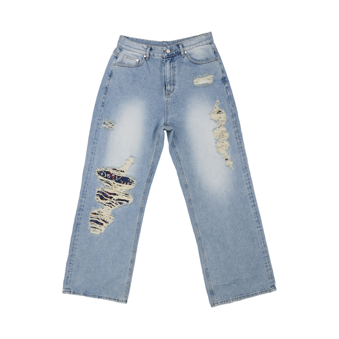GT26SS17 The Greatest Blue Rose Demage Denim Pants