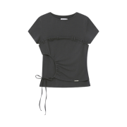 (W) Miseki Seoul String Shirring Short Sleeve Charcoal
