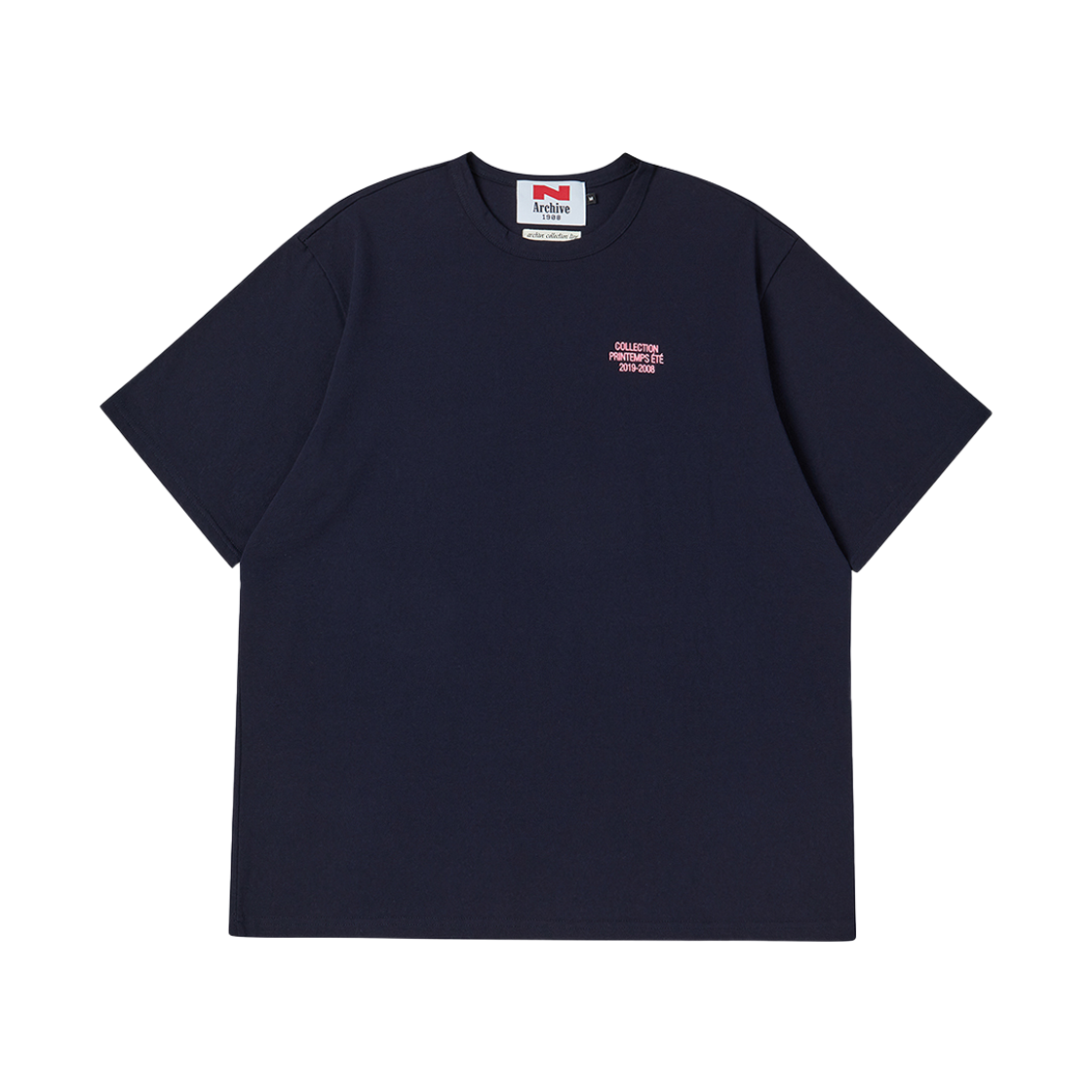 NV25SPRS01NV N ARCHIVE Archive Stamp Print 16's Cotton 1/2 T-Shirt Navy
