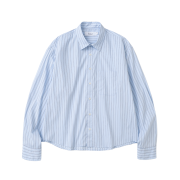Knitted Stripe Crop Shirts Sky Blue