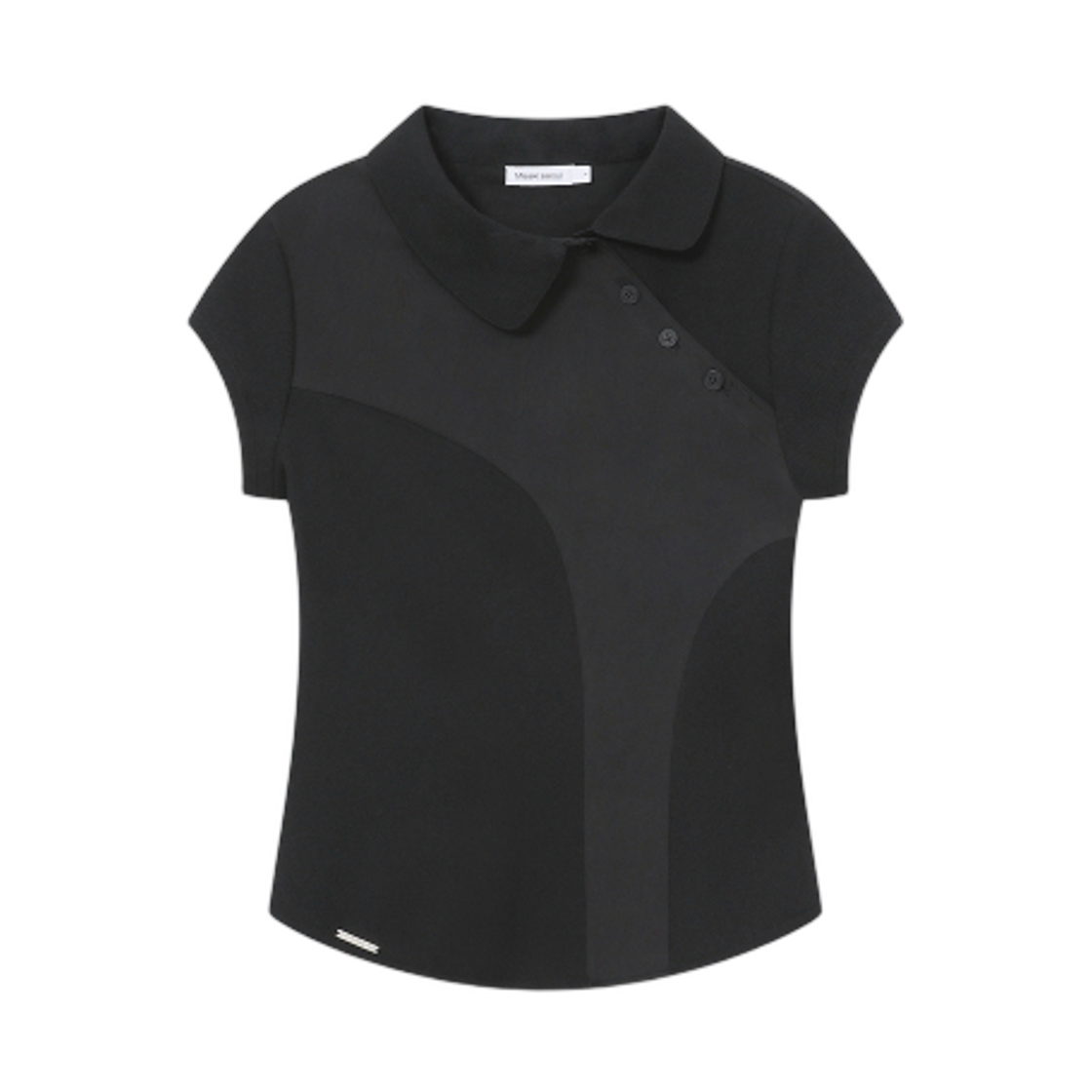 (W) 미세키서울 다이애그널 플래킷 레이어드 셔츠 블랙((W) Miseki Seoul Diagonal Placket Layered Shirt Black)
