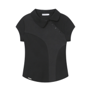 (W) Miseki Seoul Diagonal Placket Layered Shirt Black