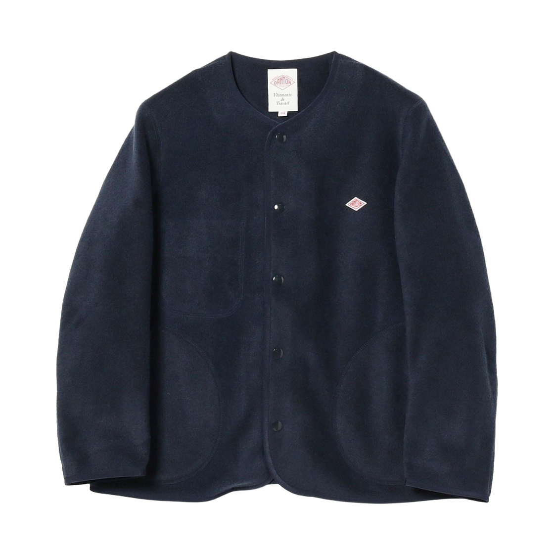 (W) 단톤 플리스 칼라리스 자켓 스페셜 오더 네이비((W) Danton Fleece Collarless Jacket Special Order Navy)