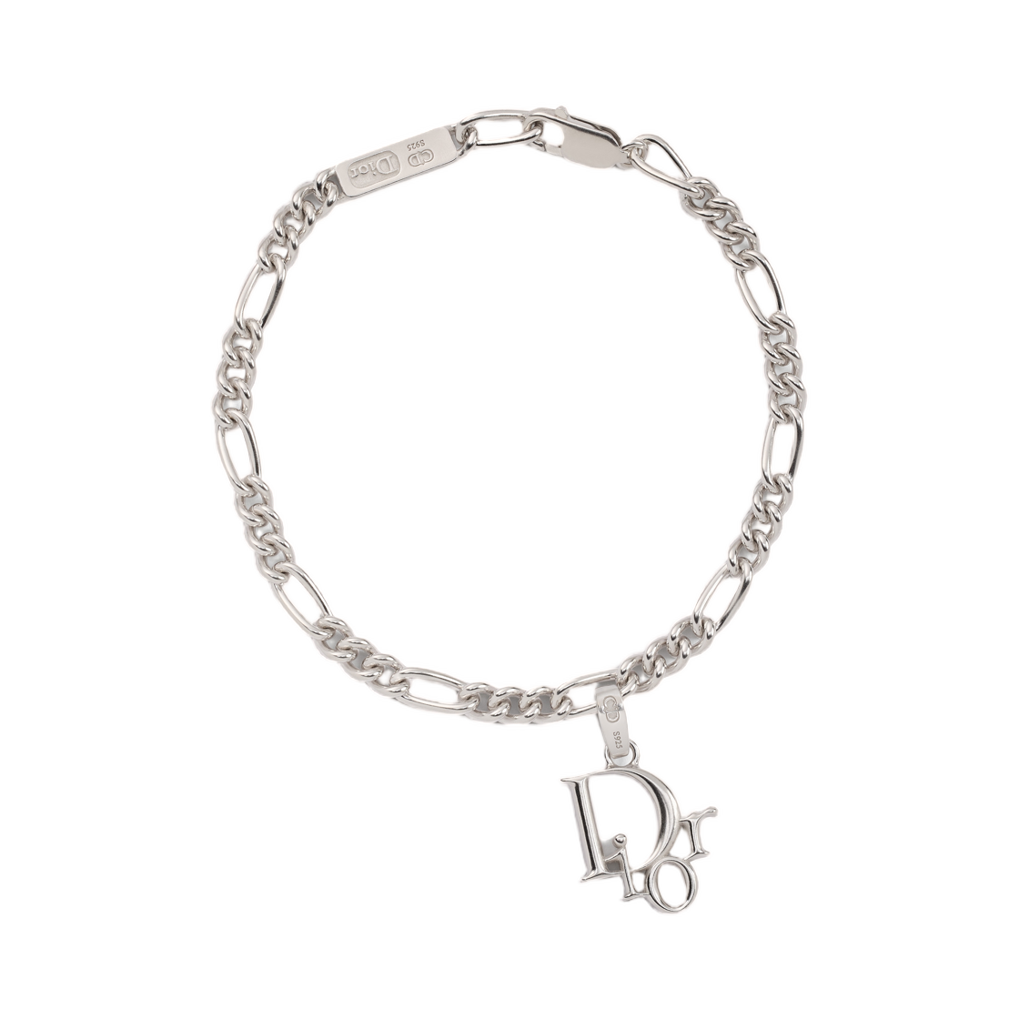 B3381HOMST-D990 Dior Charm Chain Link Bracelet Silver