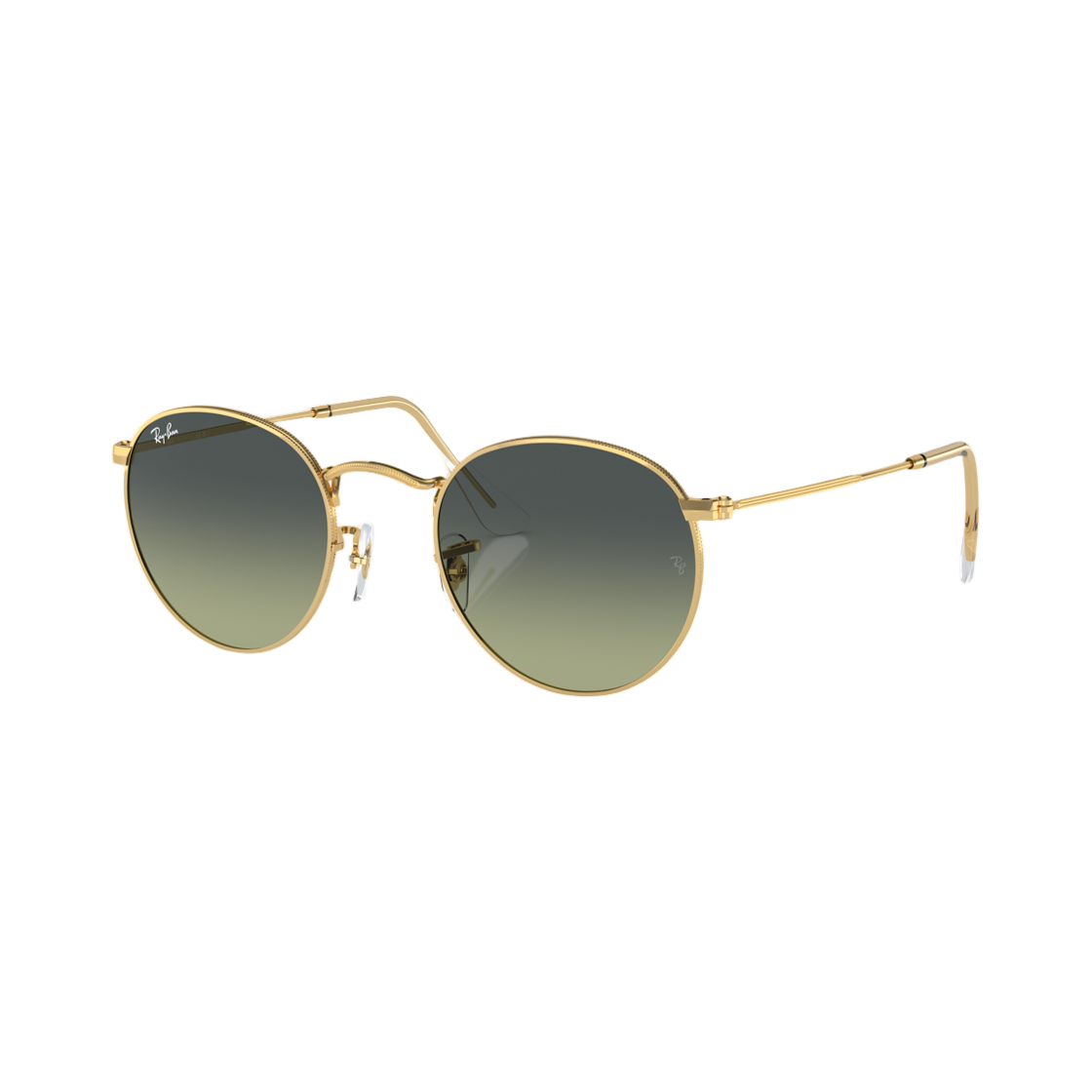 RB3447-001/BH Ray-Ban Round Metal Polished Arista Gold Frame Green Vintage Lense