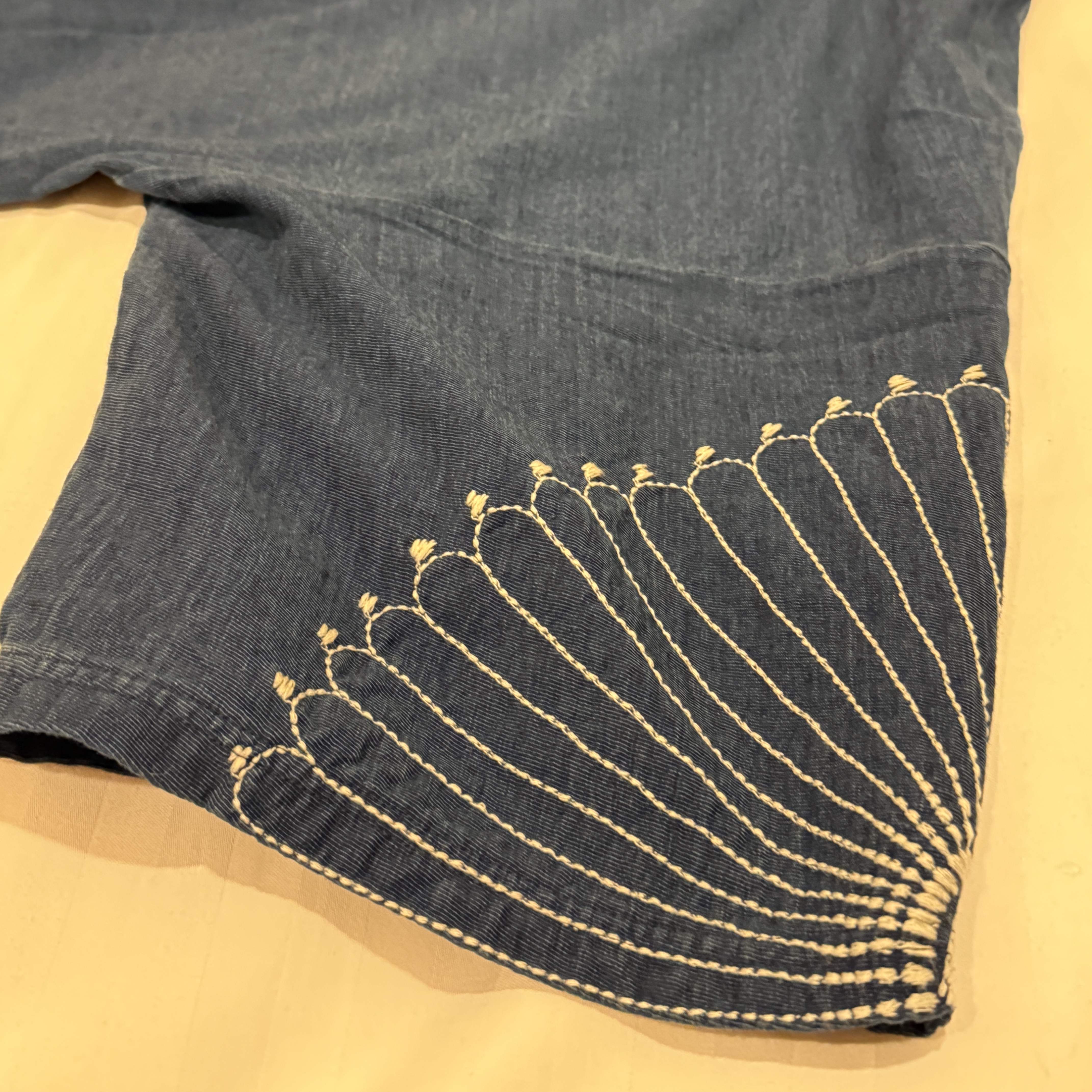 Kapital IDG Jersey Huge T-Shirt Furoshiki Embroidery Indigo 착용 스타일