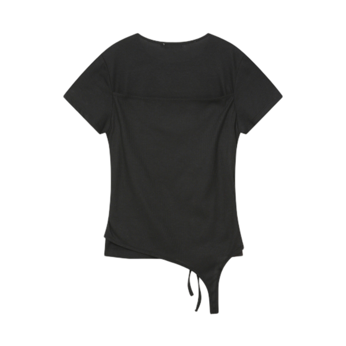 (W) 미세키서울 스트링 레이어드 니트 탑 블랙((W) Miseki Seoul String Layered Knit Top Black) - 2