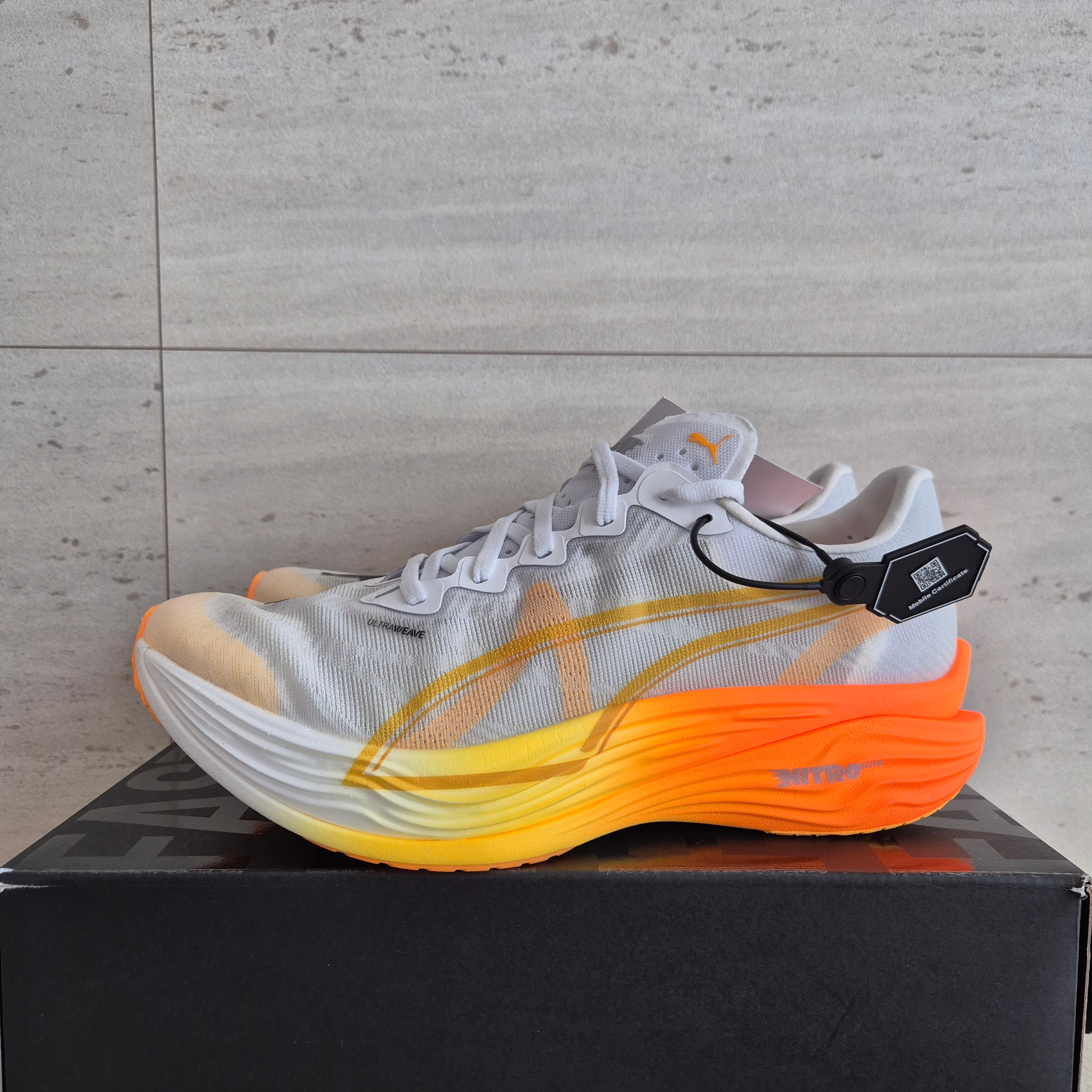 Puma Deviate Nitro Elite 3 White Sun Stream 착용 스타일 - 1