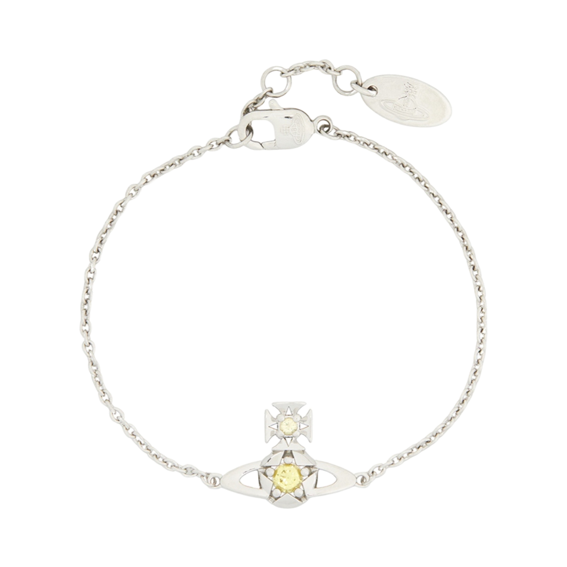 6102024T-02P582 Vivienne Westwood Lee Orb Pendant Bracelet Platinum Yellow CZ