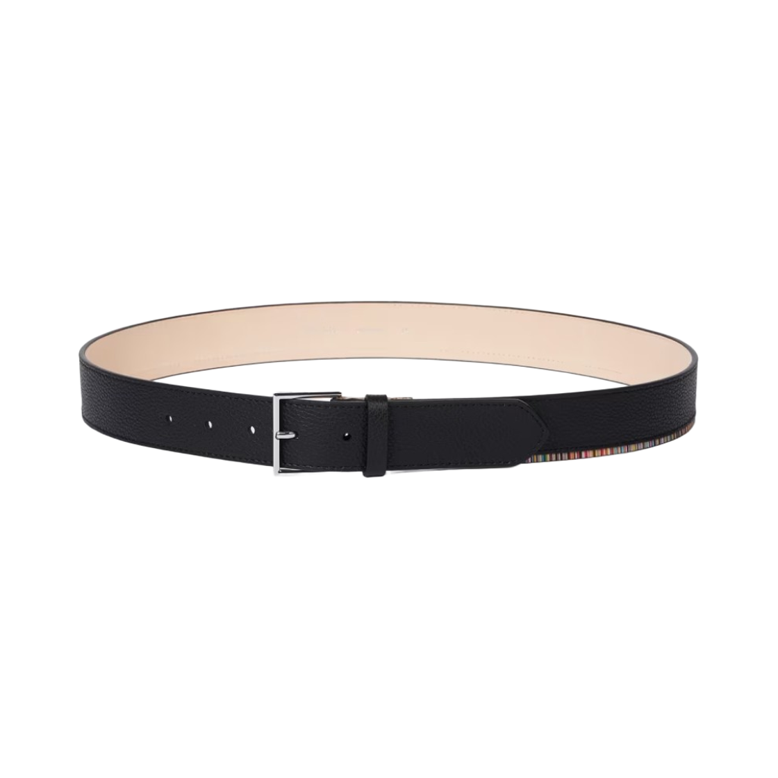 폴 스미스 시그니쳐 스트라이프 엣지 레더 벨트 블랙(Paul Smith Leather Belt with Signature Stripe Edge Black)