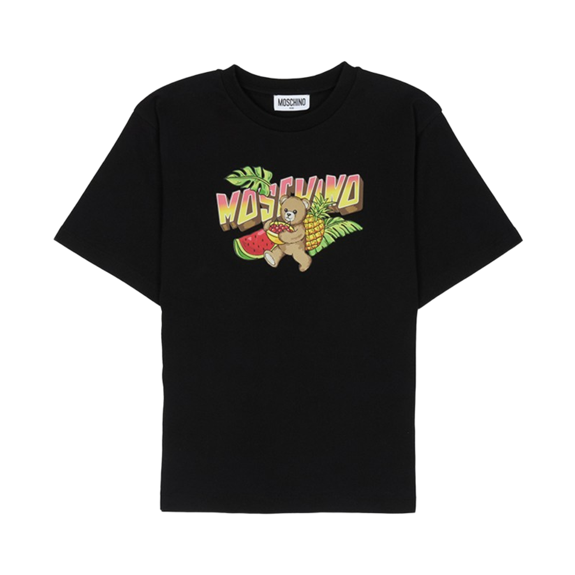 (키즈) 모스키노 숏슬리브 티셔츠 블랙((Kids) Moschino Short Sleeve T-Shirt Black)