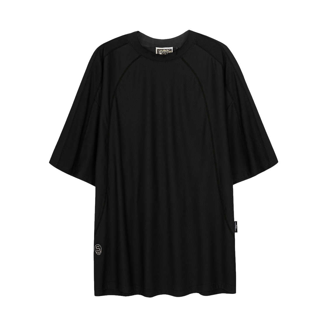 11VUT15416 SOHC Oversized Smile Embroidery Mesh T-Shirt_11VUT154 Black