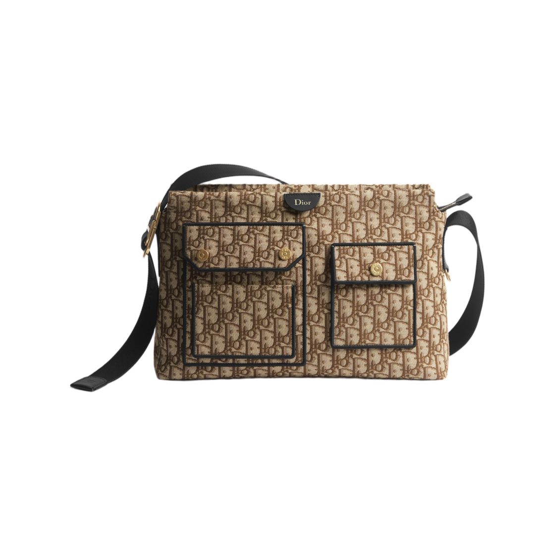 1DBPO468YUB-H24E Dior Medium Pocket Dior Jet Zip Strap Bag Dior Oblique Jacquard Brown