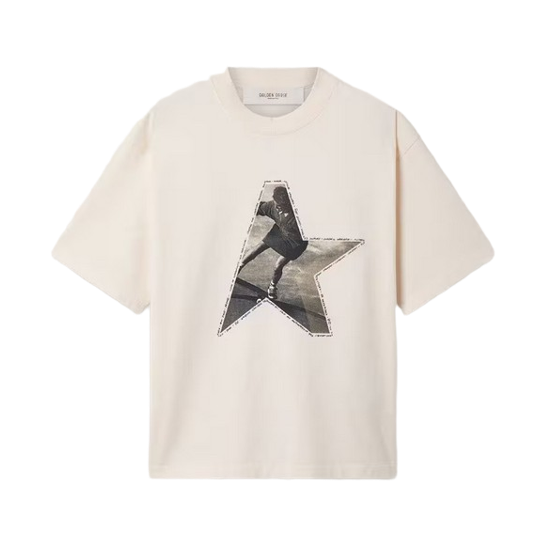 (W) 골든구스 스타 프린트 코튼 저지 티셔츠 헤리티지 화이트((W) Golden Goose T-Shirt in Cotton Jersey with Star Print Heritage White)