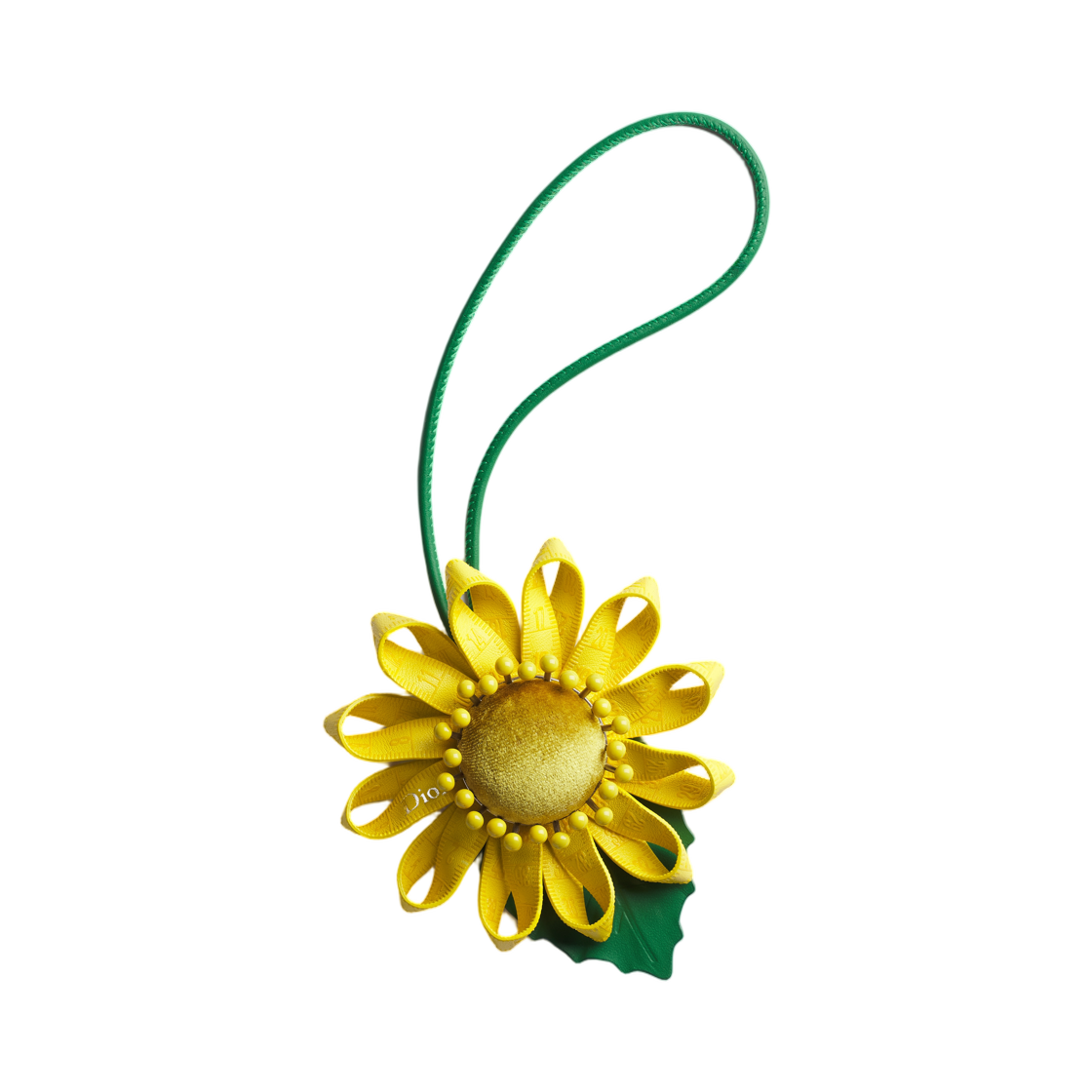 2ESKH680GTV-H200 Dior Sunflower Bag Charm Calfskin Finish Brass Yellow Green