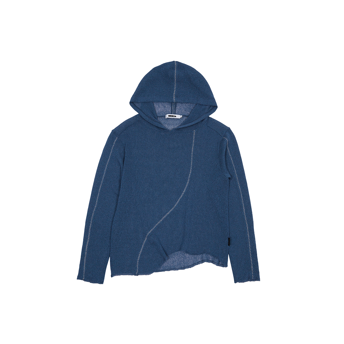 메아 언발란스 스티치 니트 후디 더치 블루(Mea Unbalanced Stitch Knit Hoodie Dutch Blue)