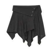 (W) Miseki Seoul Unbalanced Flow Mini Skirt Check