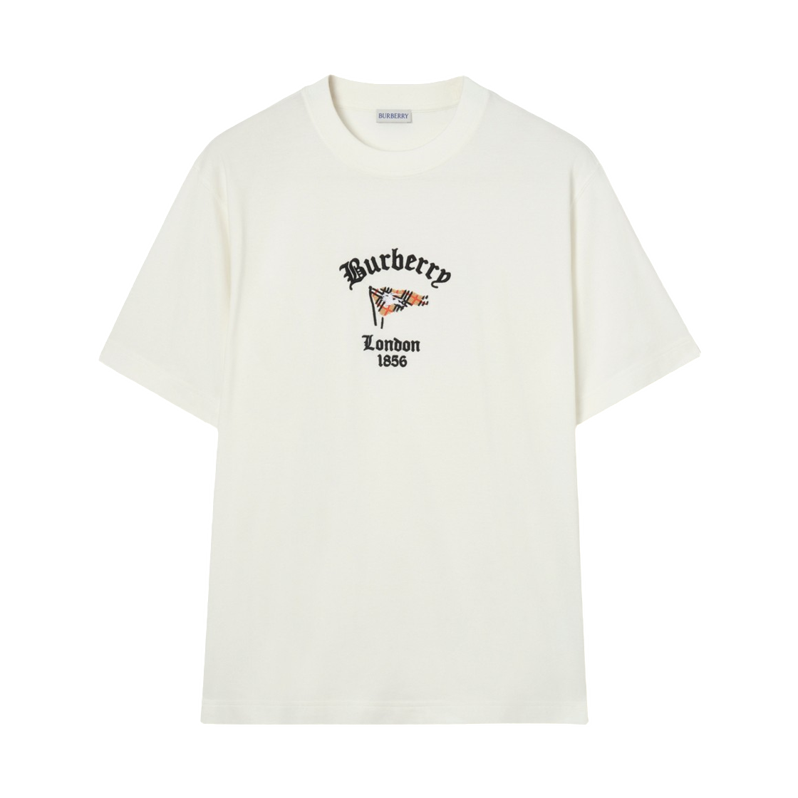 8128197 Burberry Check Flag Cotton T-Shirt Chalk White