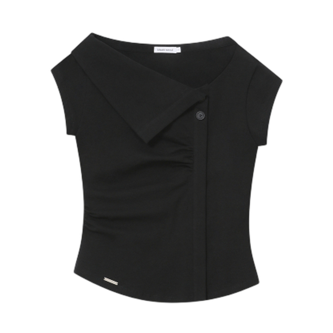 - (W) Miseki Seoul Folding Collar Shirring Top Black
