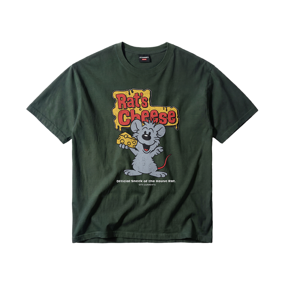 큐티에잇 가먼츠 랫츠 치즈 워시드 티 그린(QT8 GARMENTS Rat’s Cheese Washed Tee Green) - 1