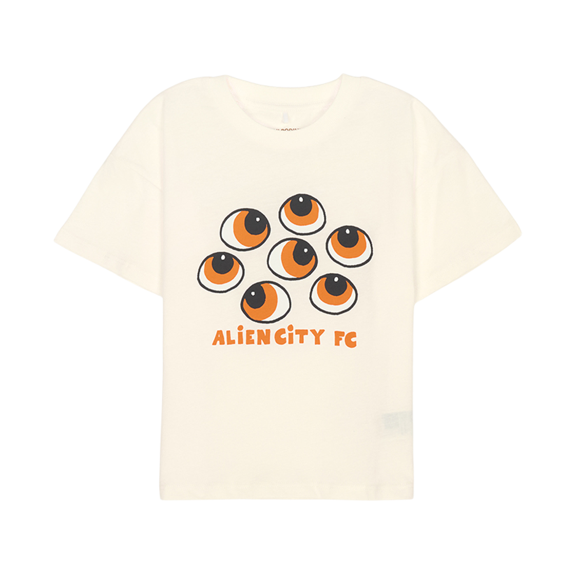 (키즈) 미니 로디니 에일리언 시티 FC 티셔츠 오프 화이트((Kids) Mini Rodini Alien City FC T-Shirt Off White)