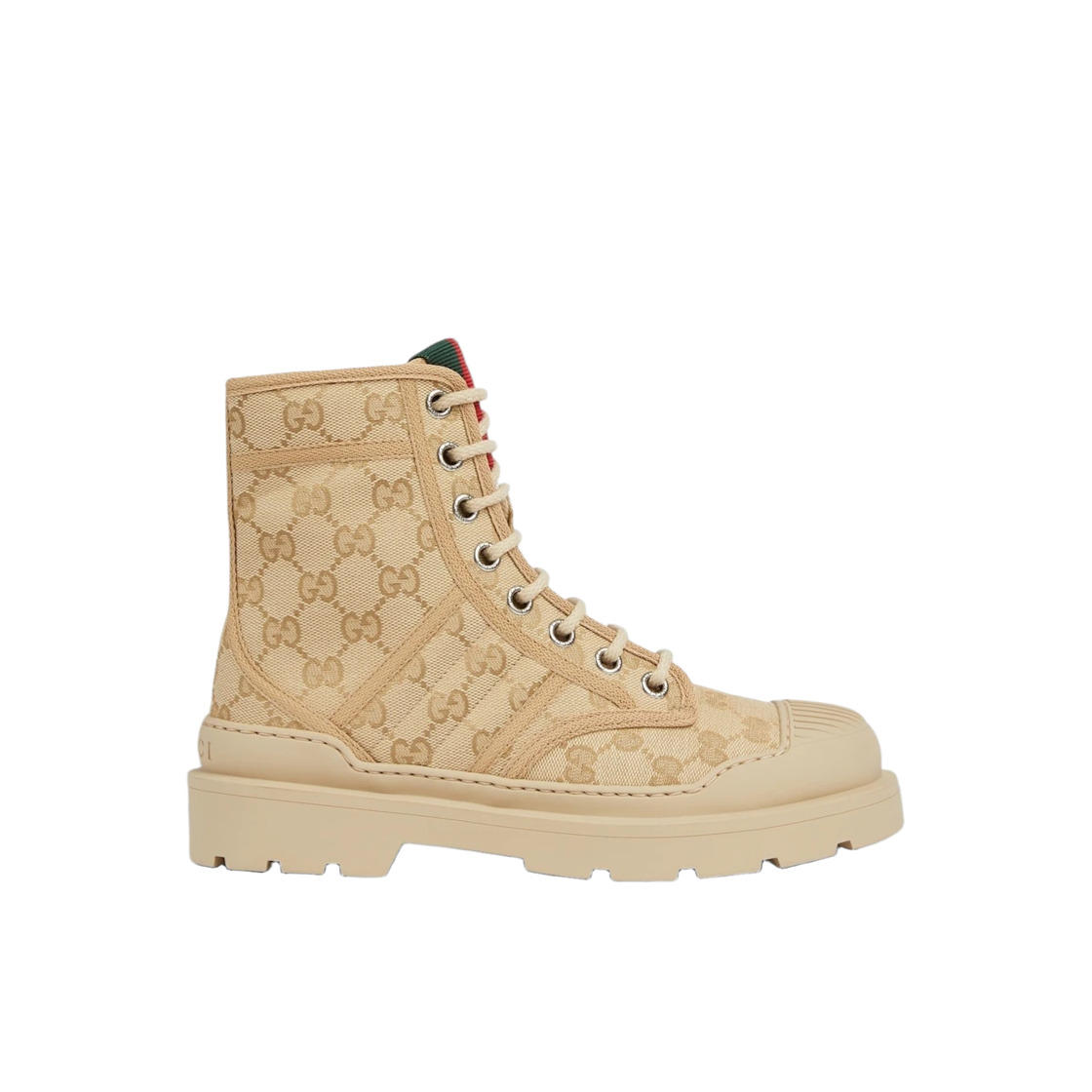 847696-FAD2I-9641 (W) Gucci Boots with Web Beige Dark Brown