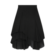 (W) Miseki Seoul Unbalanced Layered Skirt Black