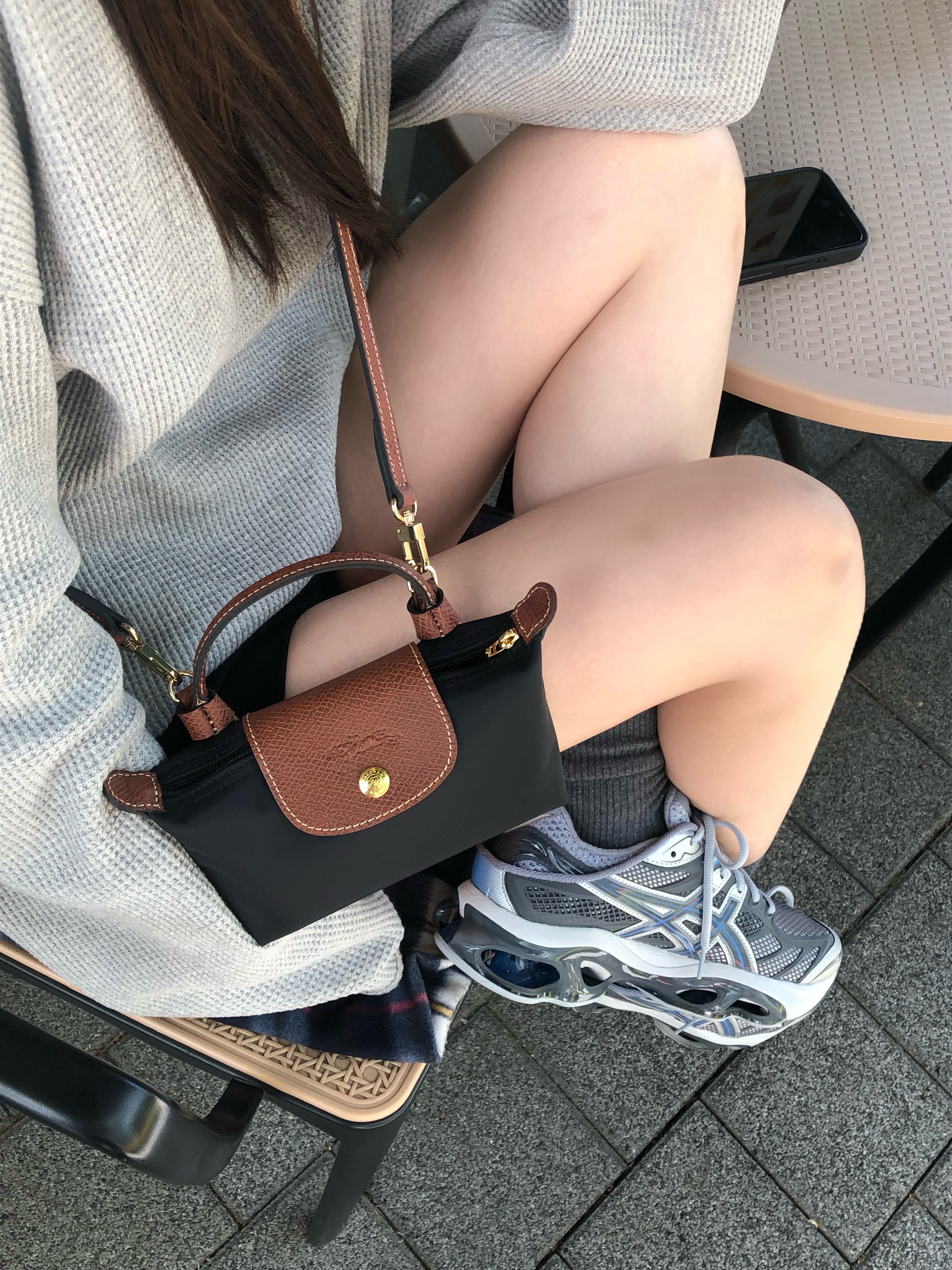 Asics Gel-Kinetic 2.0 Pure Silver Blue Coast, Longchamp Le Pliage Original Handle Pouch Black 착용 스타일 - 2