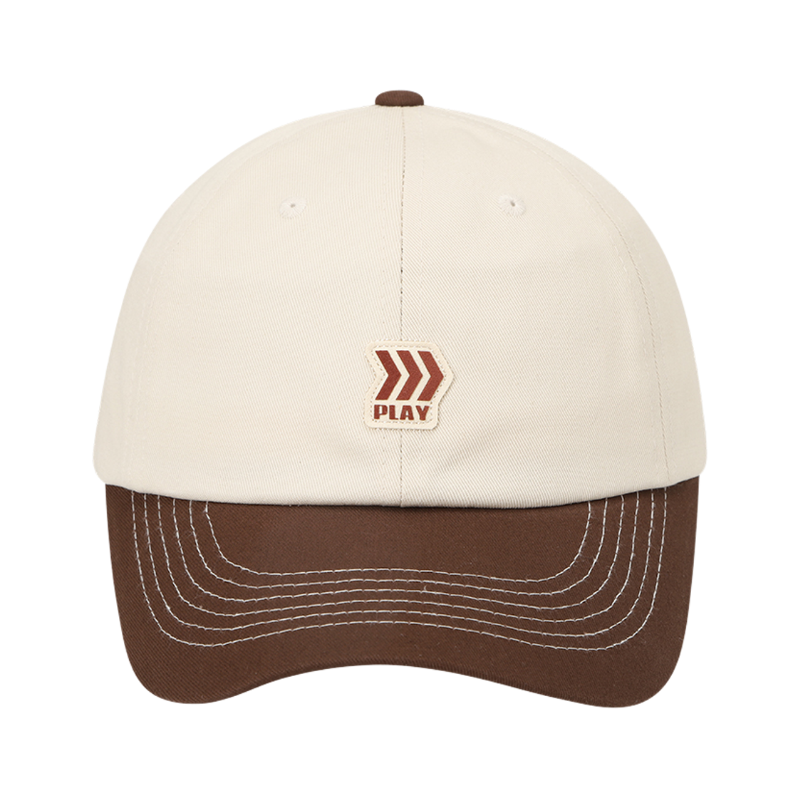 GWBFCA08999 WILLBE PLAY Logo Point Two Tone Ball Cap Brown