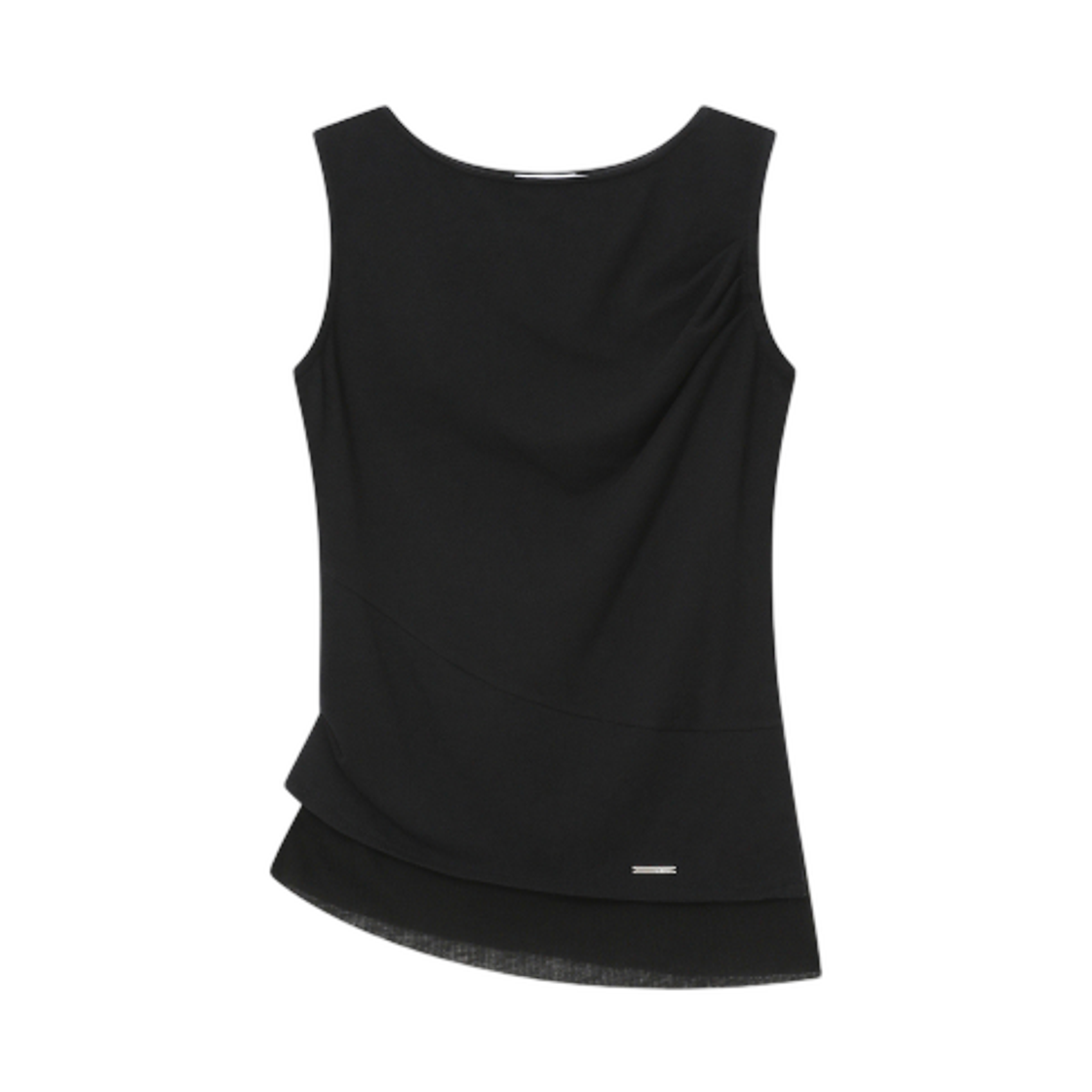 - (W) Miseki Seoul Unbalanced Sheer Layered Sleeveless Black