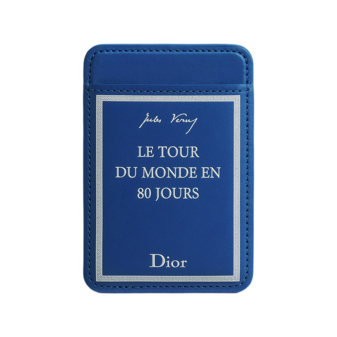 2BTCH203GUI-H052 Dior Magnetic Card Holder Dior Book Tote Embossed Calfskin Blue White