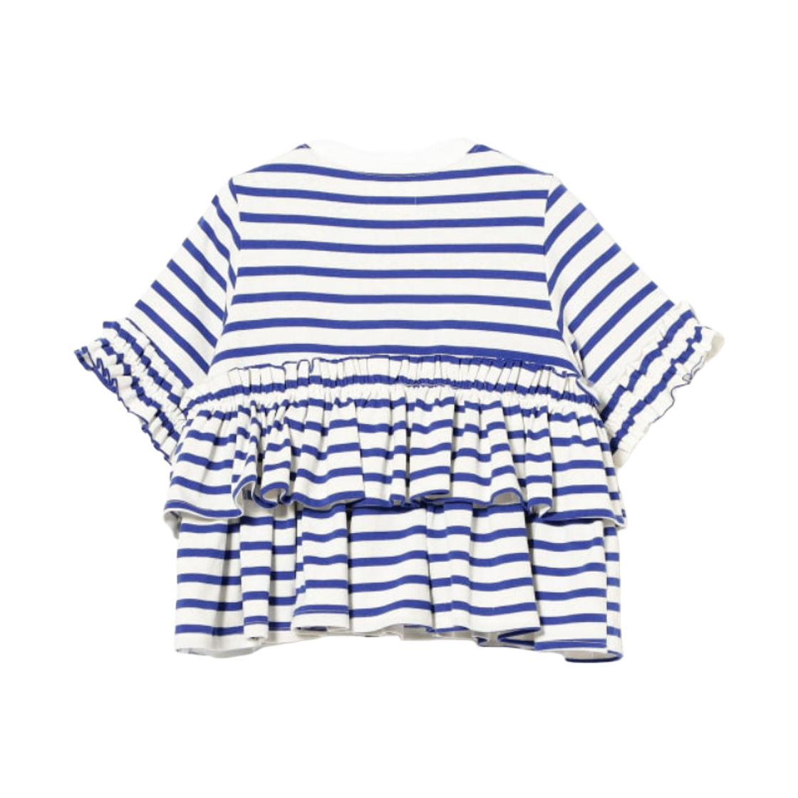 (W) 카롤리나 글레이서 스트라이프 프릴 컷 소우 탑 블루((W) Carolina Glaser Striped Frill Cut and Sew Top Blue) - 2