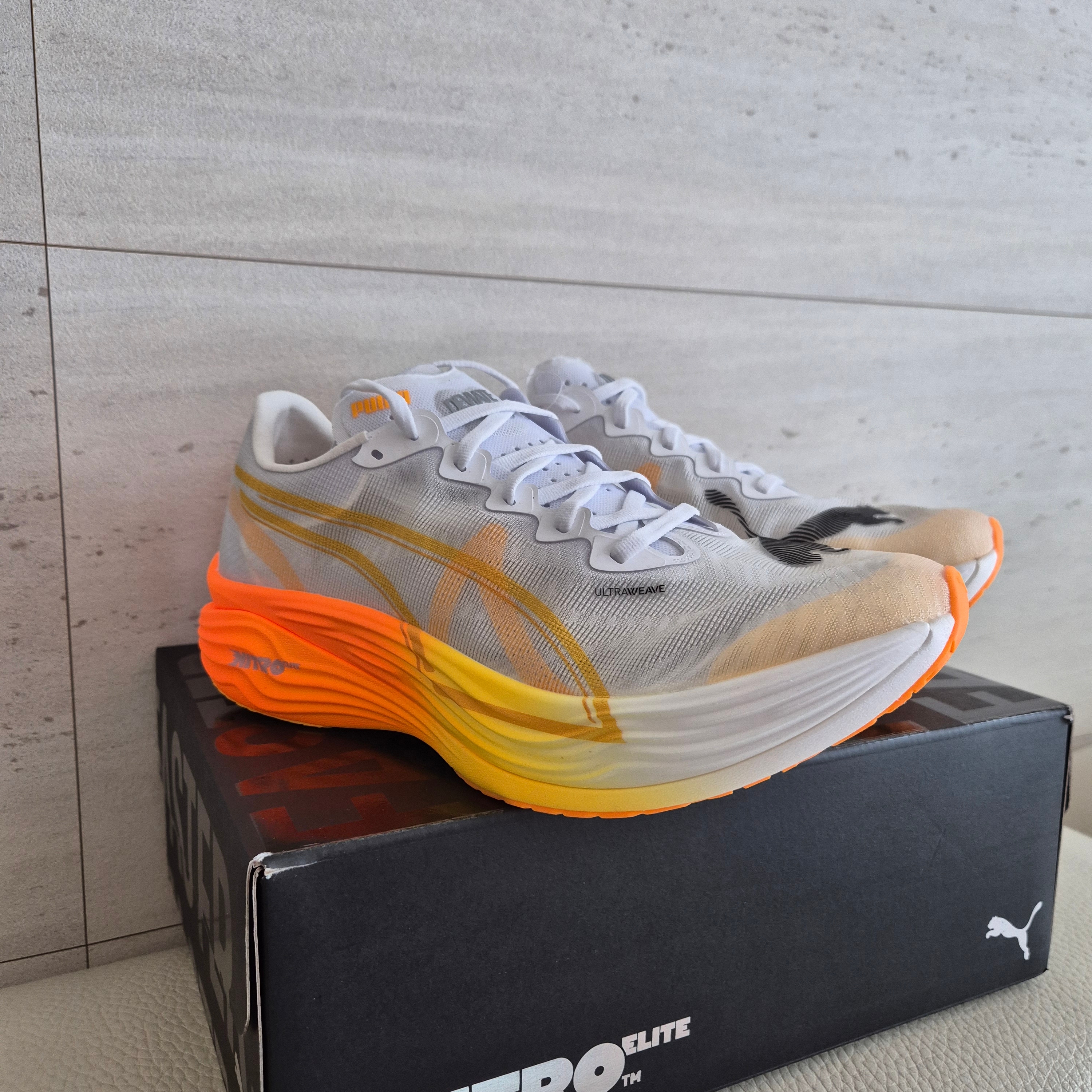 Puma Deviate Nitro Elite 3 White Sun Stream 착용 스타일 - 2