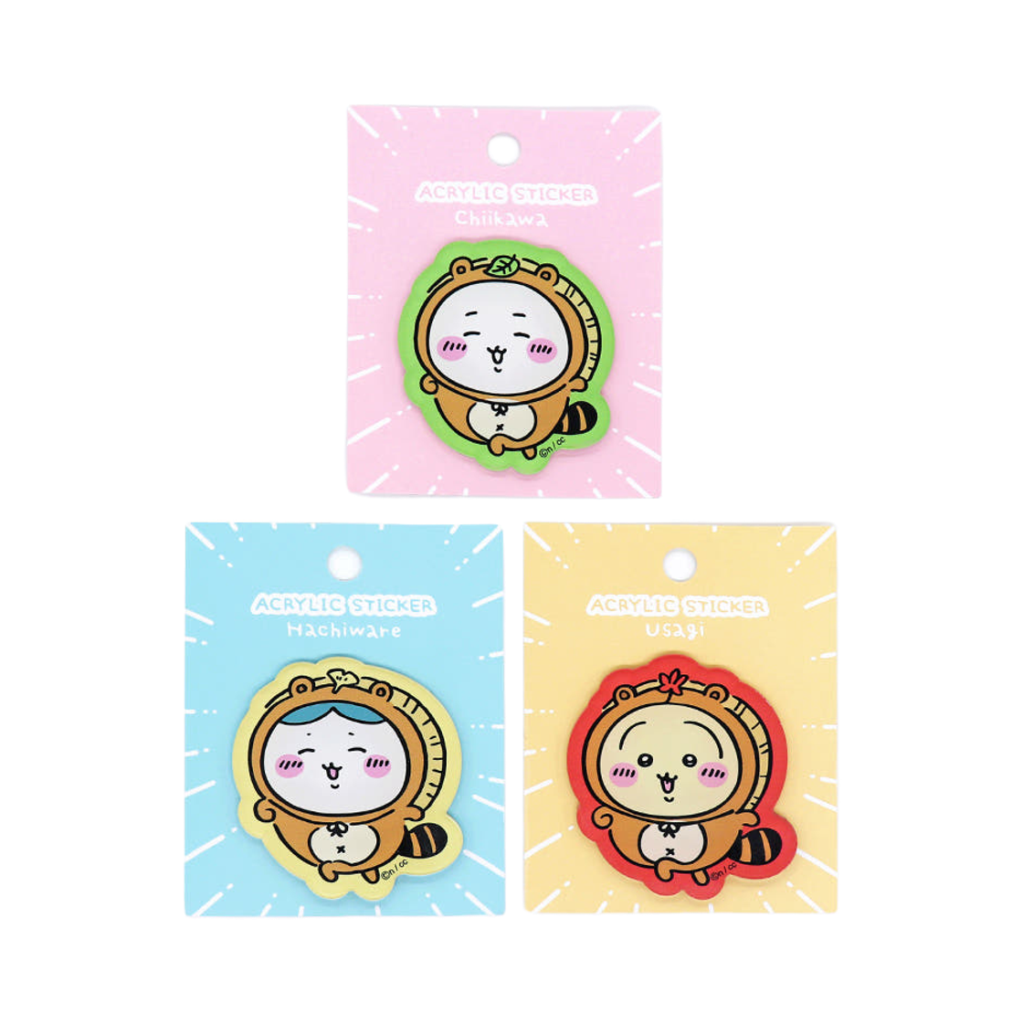 대원미디어 먼작귀 캐릭터 너구리 아크릴 스티커 3종(Daewonmedia Chiikawa Acrylic Deco Sticker Racoon 3 Tpye)