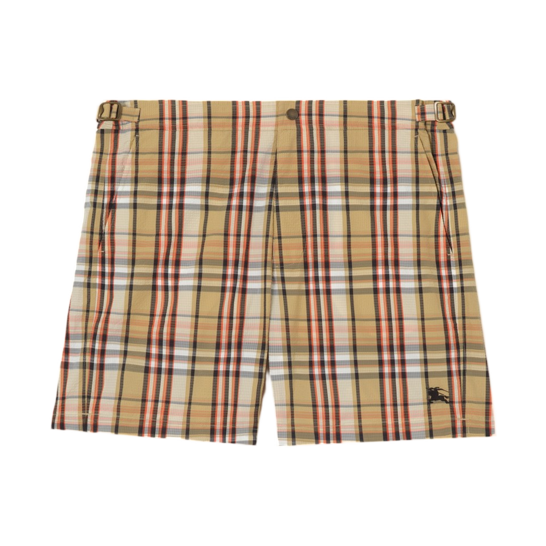 8123340 Burberry Check Seersucker Swim Shorts Sand Beige