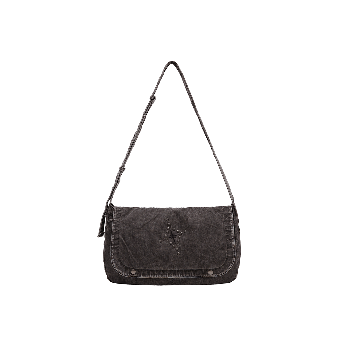 메아 워시드 스터드 메신저 백 블랙(Mea Washed Studded Messenger Bag Black)